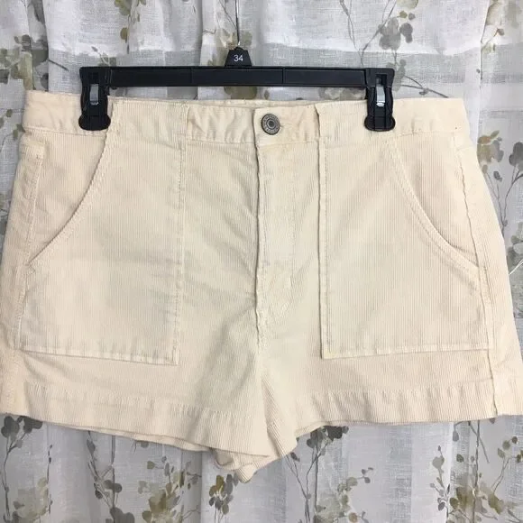 American Eagle Corduroy Shorts 12 Retro High Waist Stretch Beach Festival Boho - Picture 2 of 13